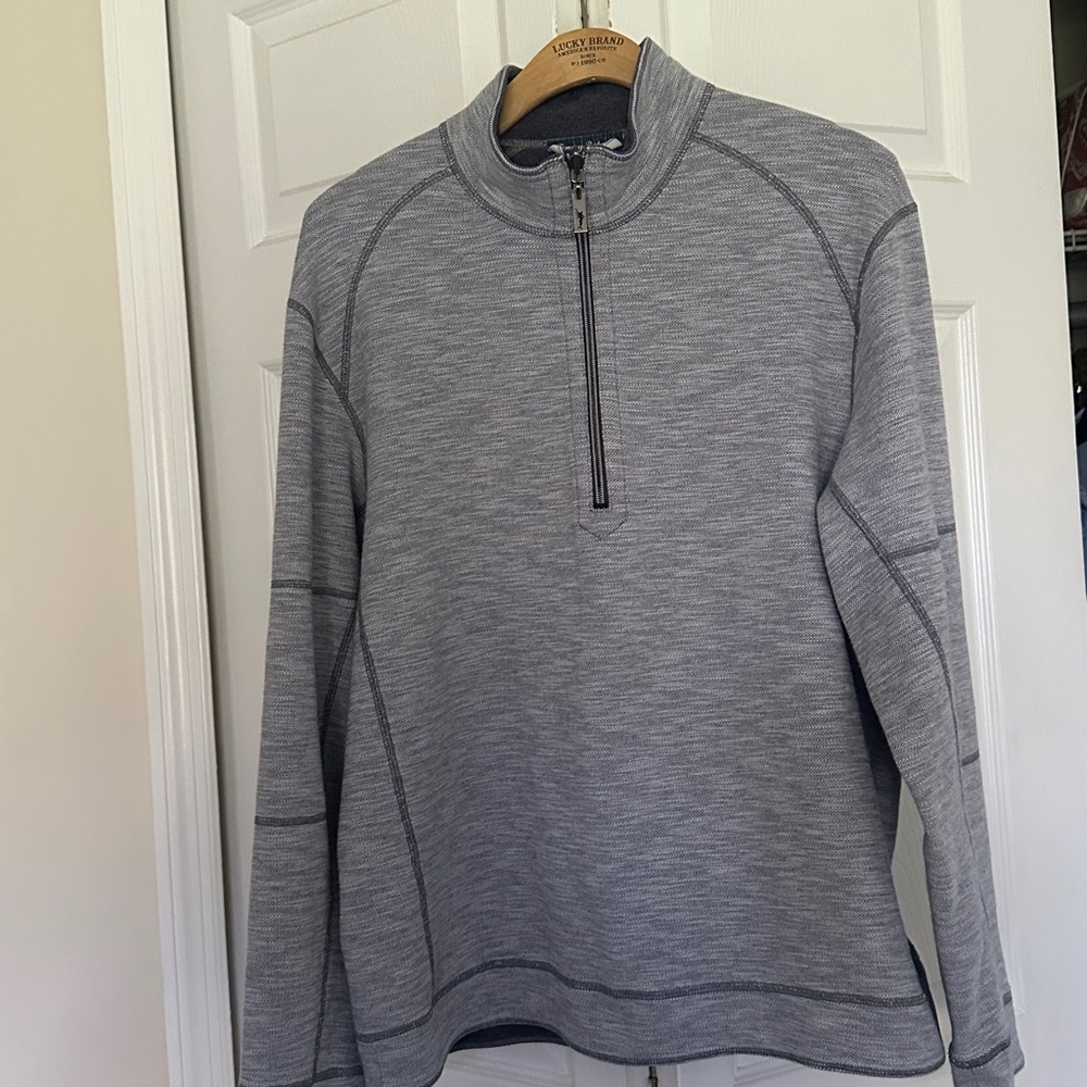 Tommy Bahama Quarter zip reversible Heathered Blue gray  Sweatshirt/Sweater